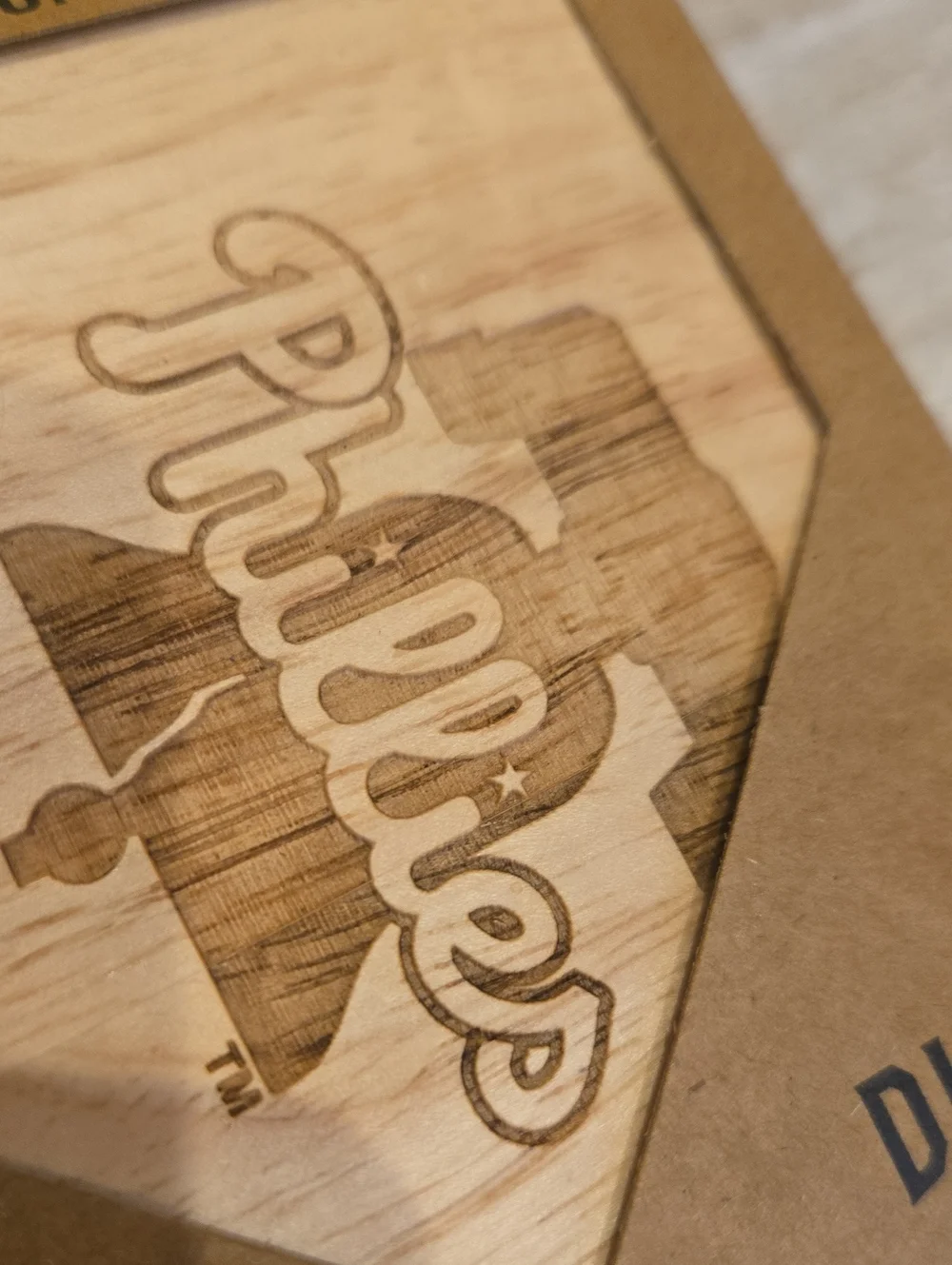 New Philadelphia Phillies 4 Pack Laser Engraved Home Plate Shaped  Wood Coasters